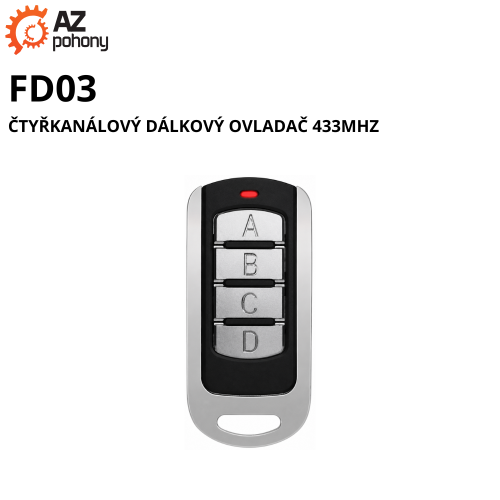 FD03 - čtyřkanálový dálkový ovladač 433MHz